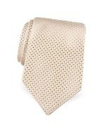 Forzieri Gold Line - Ivory Mini Diamonds Woven Silk Tie