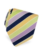 Forzieri Gold Line - Multicolor Bands Woven Silk Tie