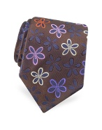 Forzieri Gold Line- Multicolor Floral Woven Silk Tie