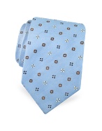 Forzieri Gold Line- Sky Blue Ornamental Woven Silk Tie