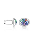 Millefiori Murano Glass Oval Cuff Links