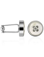 Forzieri Mother-of-Pearl Button Silver Plated Cuff links