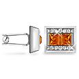 Forzieri Orange Square Stone Cuff links w/Swarovski Crystals