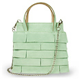 Pale Mint Suede Square Mini Bag w/ Shoulder Chain Strap