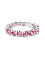 Pink Rhodolite 18K White Gold Eternity Band Ring