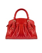 Pleated Patent Leather Handbag