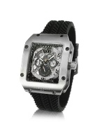 Rhino - Men` Black Rubber Strap Automatic Date Watch