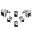 Studs - Black Elegant Silver Plated Cuff Links