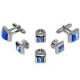 Studs - Blue Elegant Silver Plated Cuff Links