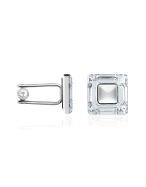 Forzieri Swarovski Crystal Silver Plated Square Cuff Links