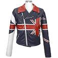 Union Jack Flag Men` Genuine Leather Jacket