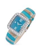 Vanilla - Swarovski Crystal and Turquoise Hair-Calf Dress Watch