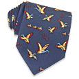Forzieri Waterfowl Navy Blue Twill Silk Tie