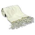 White Pashmina and Silk Shawl