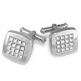 Forzieri White Swarovski Crystal Sterling Silver Cufflinks