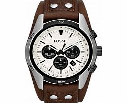 Fossil Mens Coachman Cream Brown Chronograph Watch