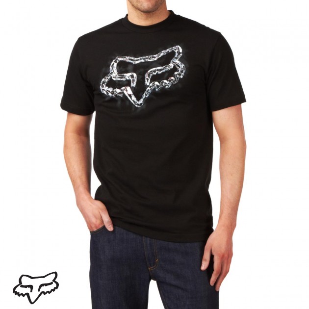 Mens Fox Mirrored Head T-Shirt - Black