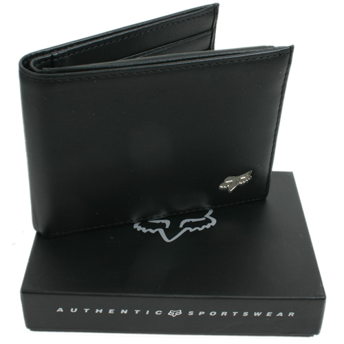 Fox Racing Mens Fox Racing Fox Leather Bifold Wallet Black