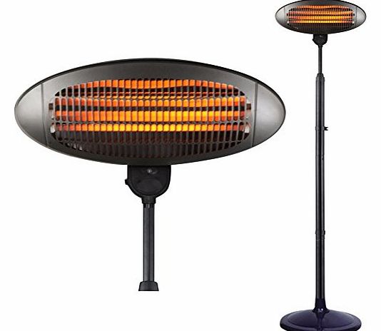 FoxHunter Garden Outdoor Quartz 2KW Electric Patio Heater Steel Adjustable Free Standing BBQ Black New