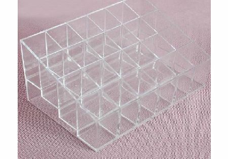 Foxnovo 24-Slot Clear Acrylic Trapezoid Makeup Lipstick Display Stand Storage Rack Holder Cosmetic Organizer