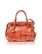 Francesco Biasia 24H Du Mans - Orange Woven Leather Satchel Bag