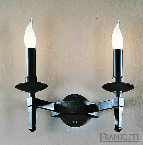 Franklite Hand forged heavy ironwork 2 light bracket in antique finish