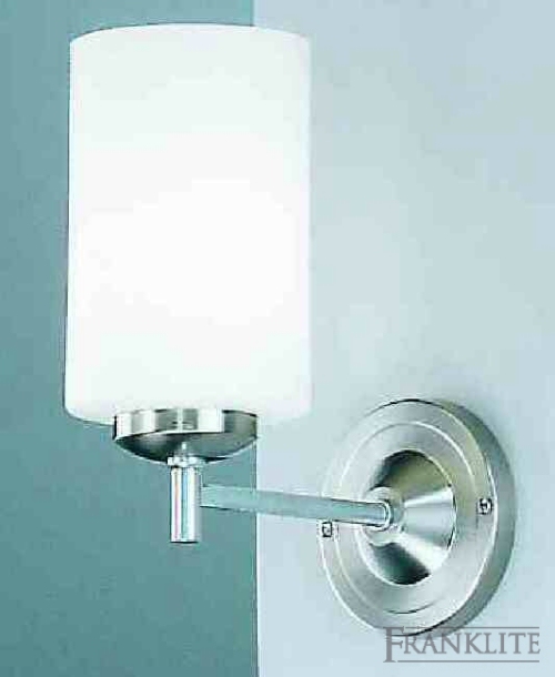 Matt nickel finish low energy single wall bracket with opal cylindrical glasses.