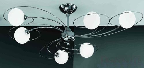 Franklite Pelota Italian chrome finish 6 light semi-flush fitting with G9 halogen lamps.