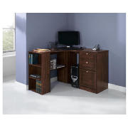 Fraser Corner Desk With Storage, Walnut Effect