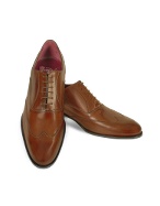 Fratelli Borgioli Handmade Brown Italian Leather Wingtip Oxford