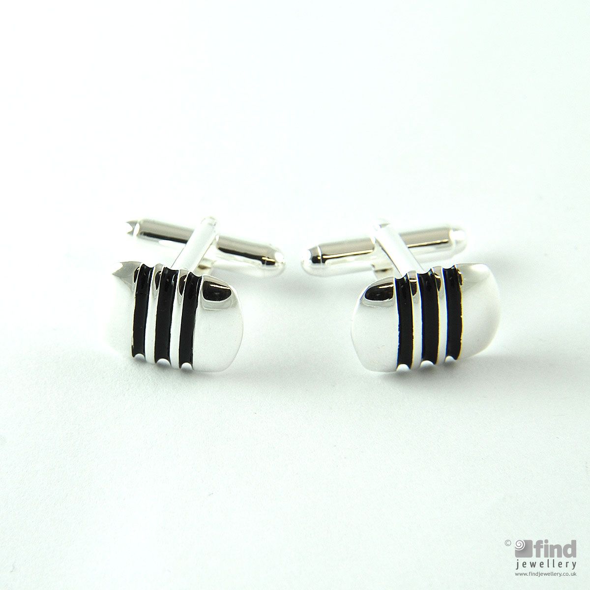 Sterling Silver Ribbed Cufflinks