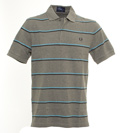 Grey Twin Stripe Polo Shirt