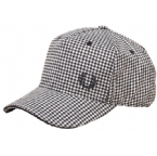 Mens Gingham Check Angular Baseball Cap Black