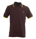 Navy and Burgundy Stripe Pique Polo Shirt