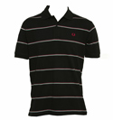 Navy Striped Pique Cotton Polo Shirt