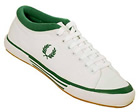 Fred Perry Tipped Cuff White/Green Canvas Trainers