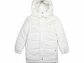 8-15y white faux fur trim jacket