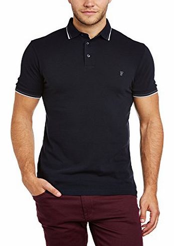 French Connection Mens Tipping F Short Sleeve Polo Shirt, Grey (Marine Blue/Gun Metal/Drizzle), Medium