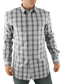 Navy Block Check Shirt