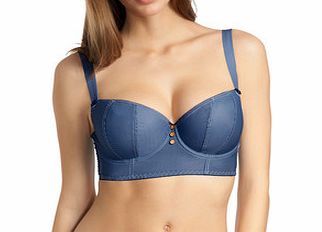 Freya Totally Tartan blue padded longline bra