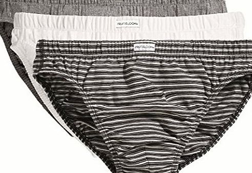 Fruit of the Loom 3 Pairs Fruit of the Loom Classic Mens Slip Briefs Black White Blues Stripes (XL, Black Stripes)