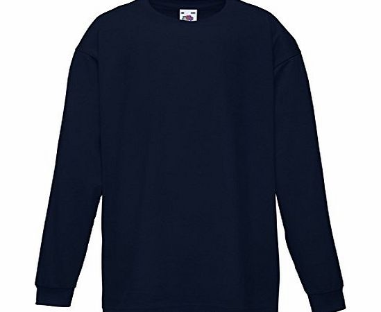  61007 Childrens Valuweight Long Sleeve T-Shirt Deep Navy 9-11 Years