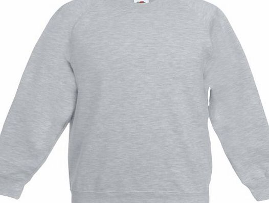 Fruit of the Loom  Childrens Unisex Raglan Sleeve Sweatshirt (9-11) (Heather Grey)