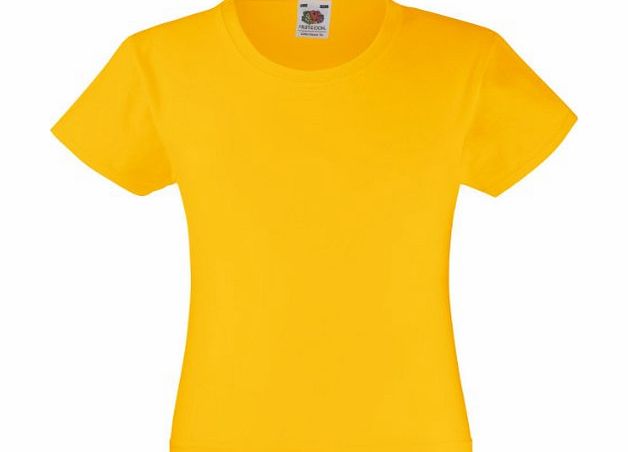 Fruit of the Loom  Girls Valueweight T-Shirt Sunflower 9-11 Years