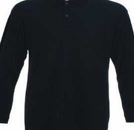 Fruit of the Loom  PREMIUM LONG SLEEVE POLO SHIRT - 8 COLOURS (MEDIUM - 39/41``, BLACK)