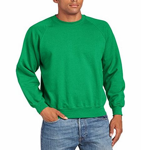 Mens Raglan Sleeve Crew Neck Sweatshirt, Kelly Green, Small