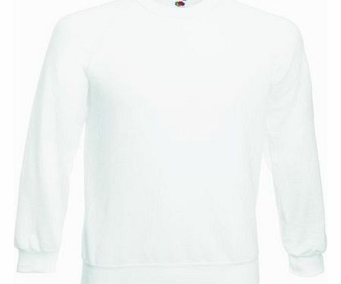 Fruit of the Loom Mens Raglan Sweatshirt Jumper White Small