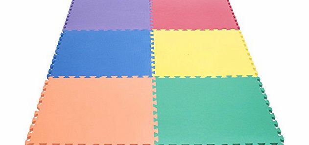 FunkyBuys 24pc (96 Sq.Ft) Branded Multicolor Interlocking EVA Foam Exercise Floor Office Mats Gym Garage Kids Play Mats Each Tile Size 60x60cm