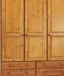 Furniture 247 Wessex Pine 3 Door Combination Wardrobe