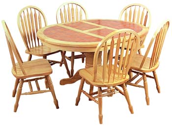 Butterfly Tile Top Extending Dining Set